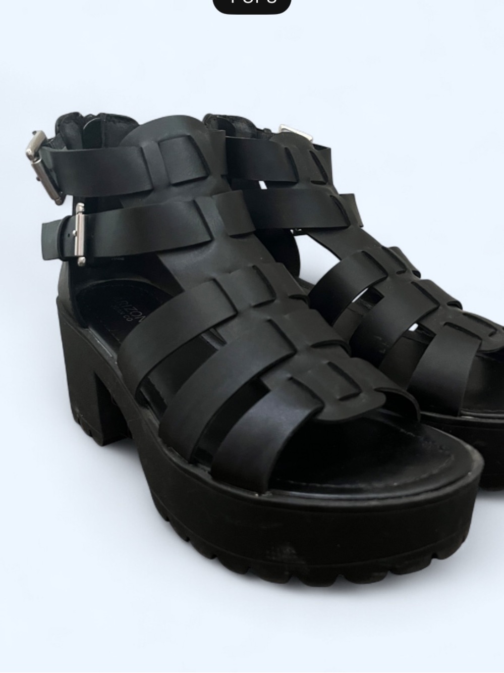 Arizona Co Black Strappy Platform Sandals - Women's Chunky Heel